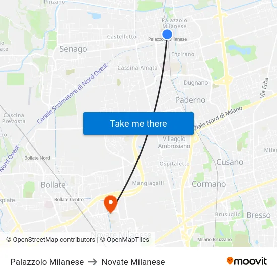 Palazzolo Milanese to Novate Milanese map