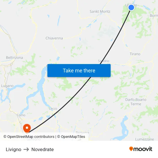 Livigno to Novedrate map