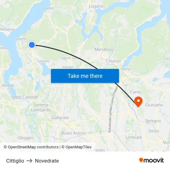 Cittiglio to Novedrate map