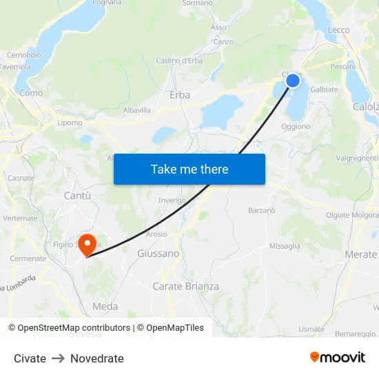 Civate to Novedrate map