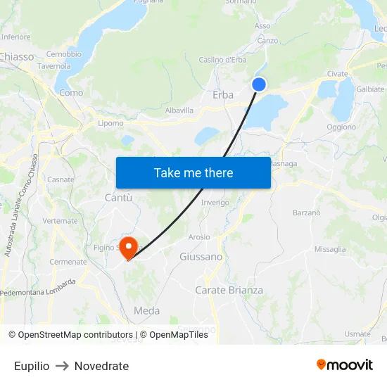 Eupilio to Novedrate map