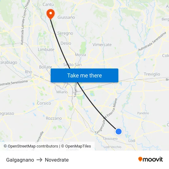 Galgagnano to Novedrate map