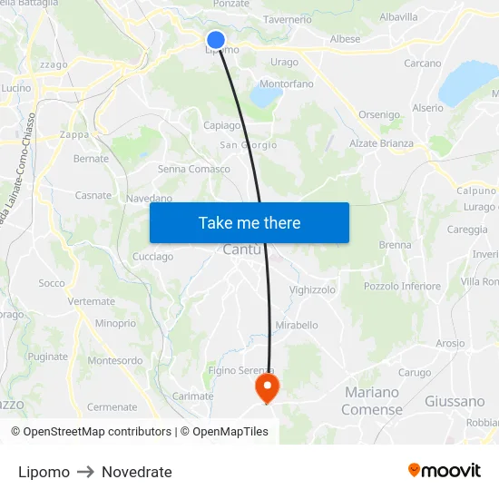Lipomo to Novedrate map