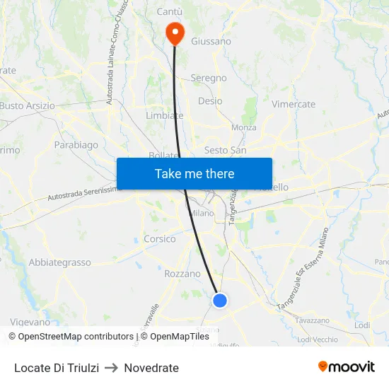 Locate di Triulzi to Novedrate map