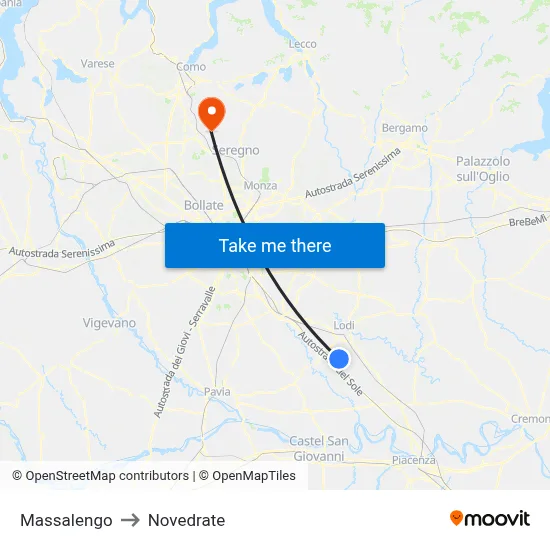 Massalengo to Novedrate map