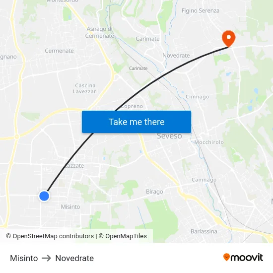 Misinto to Novedrate map