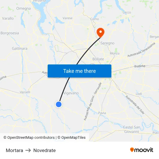 Mortara to Novedrate map