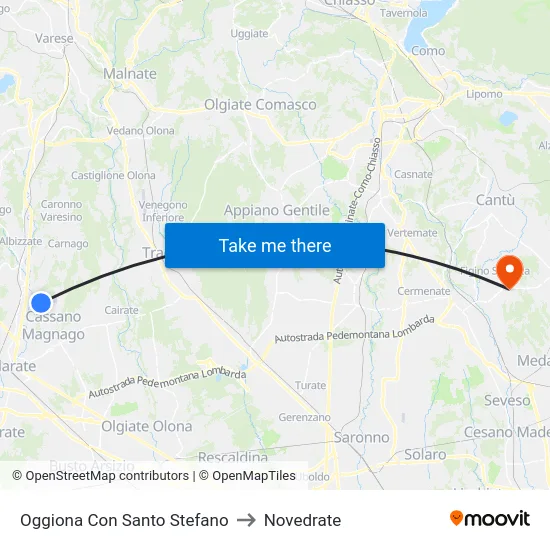 Oggiona Con Santo Stefano to Novedrate map