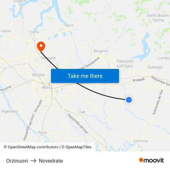 Orzinuovi to Novedrate map
