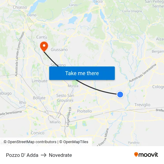 Pozzo D' Adda to Novedrate map