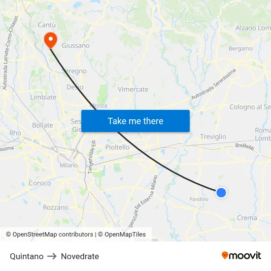 Quintano to Novedrate map