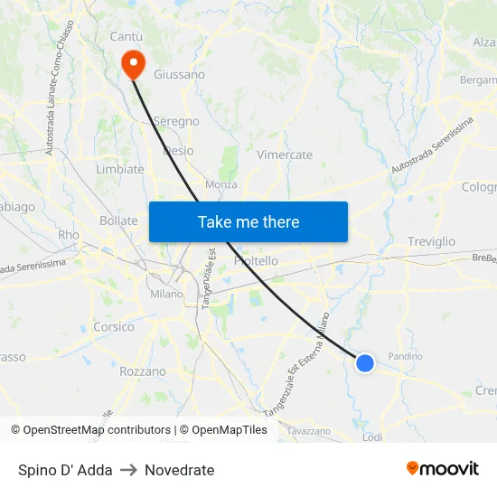 Spino D' Adda to Novedrate map