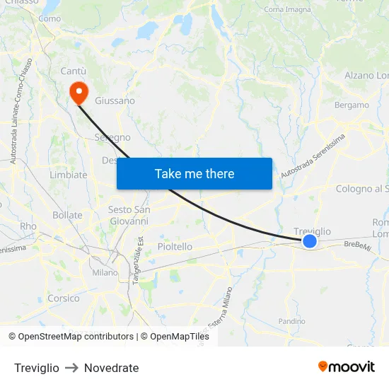 Treviglio to Novedrate map