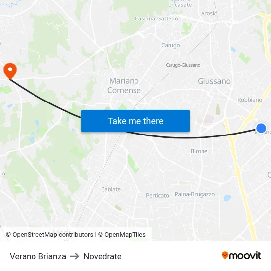 Verano Brianza to Novedrate map