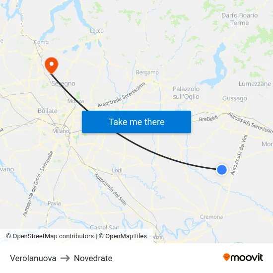 Verolanuova to Novedrate map