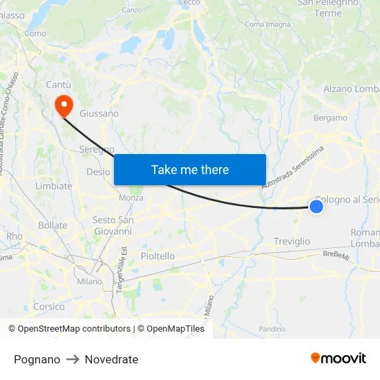 Pognano to Novedrate map