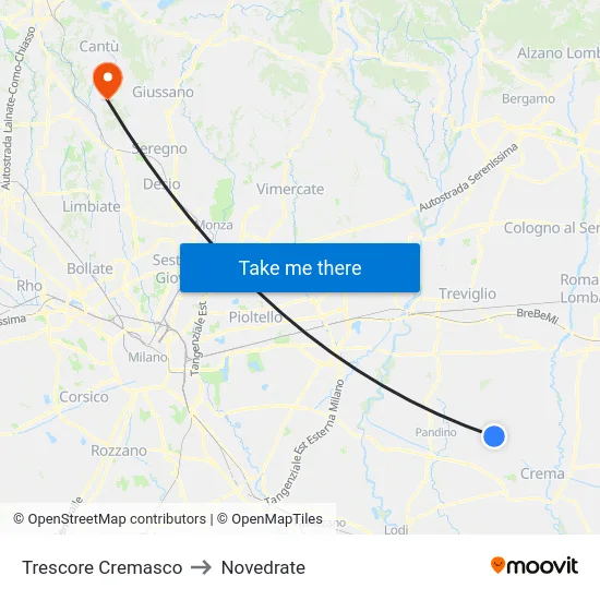 Trescore Cremasco to Novedrate map