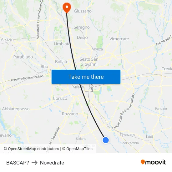 Bascap to Novedrate map