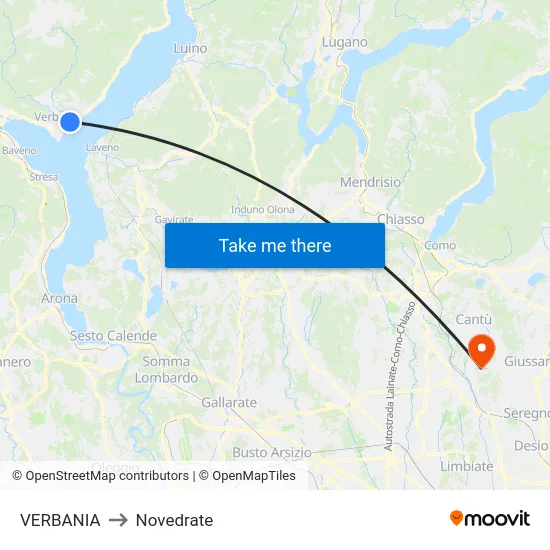 Verbania to Novedrate map