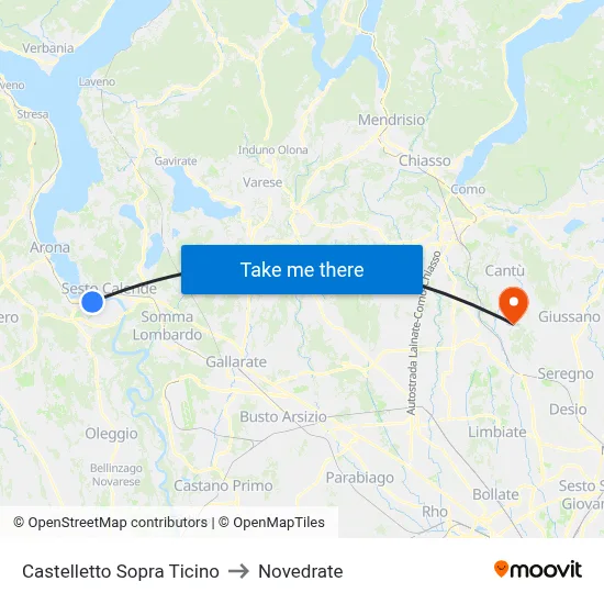 Castelletto Above Ticino to Novedrate map