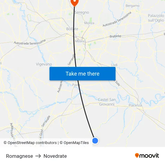 Romagnese to Novedrate map