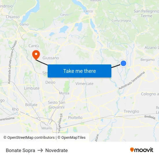 Bonate Sopra to Novedrate map