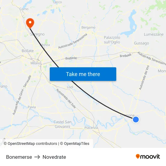 Bonemerse to Novedrate map