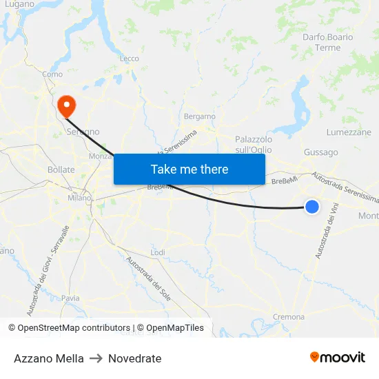 Azzano Mella to Novedrate map