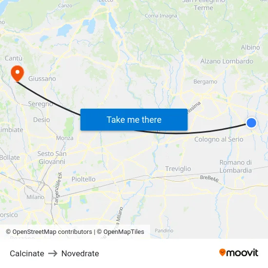 Calcinate to Novedrate map