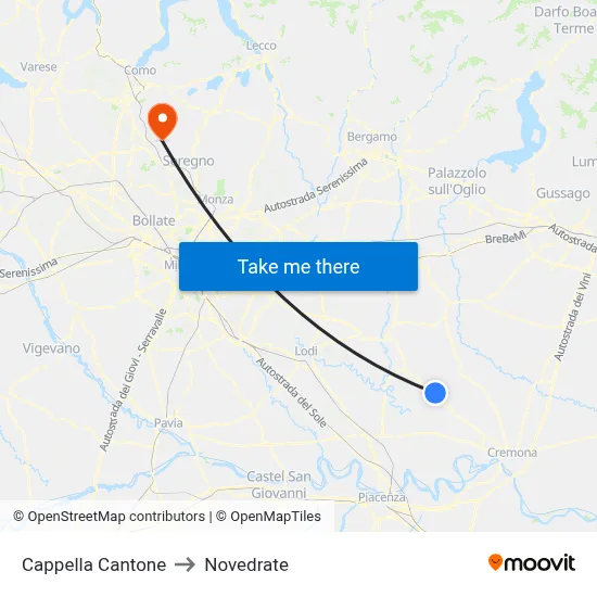 Cappella Cantone to Novedrate map