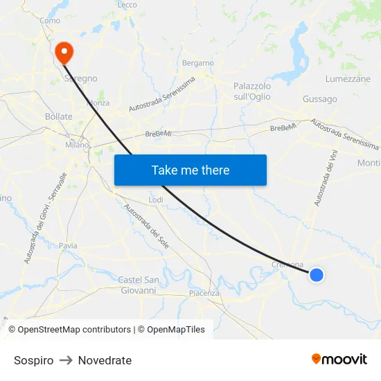 Sospiro to Novedrate map