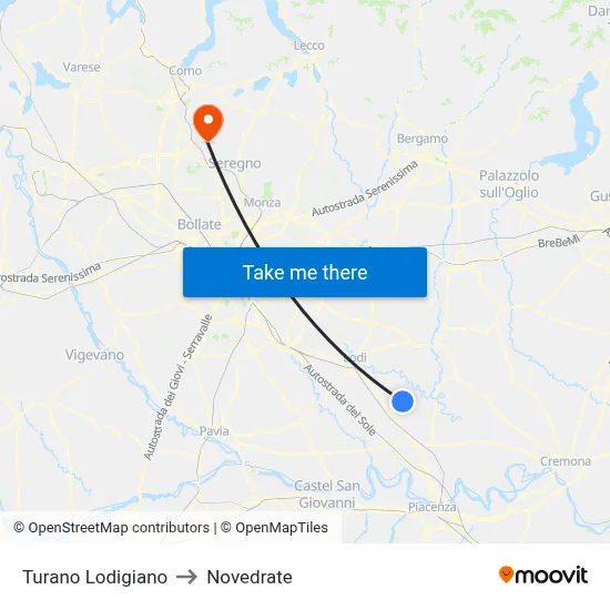 Turano Lodigiano to Novedrate map