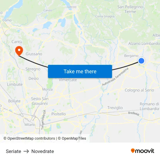 Seriate to Novedrate map