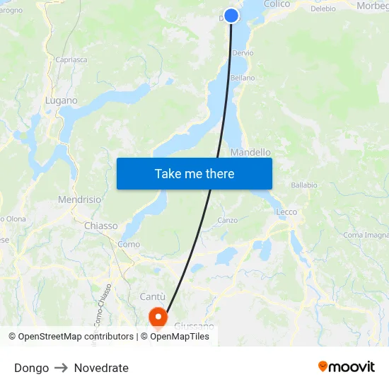 Dongo to Novedrate map