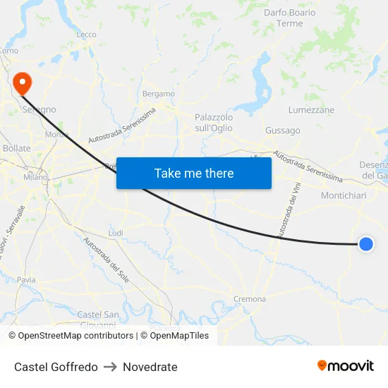 Castel Goffredo to Novedrate map