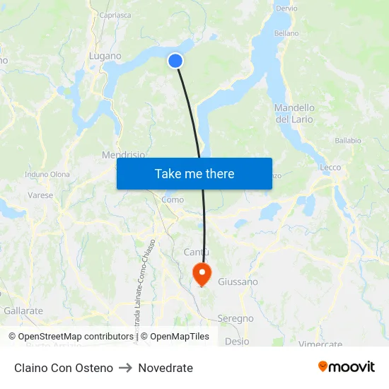 Claino con Osteno to Novedrate map