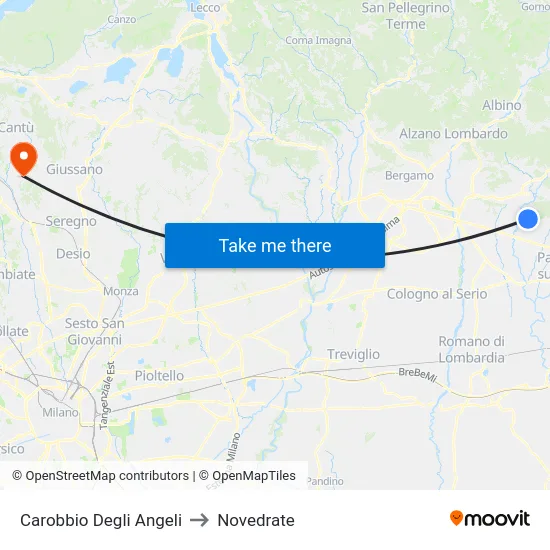 Carobbio Degli Angeli to Novedrate map