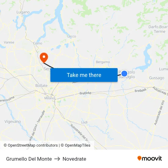 Grumello Del Monte to Novedrate map
