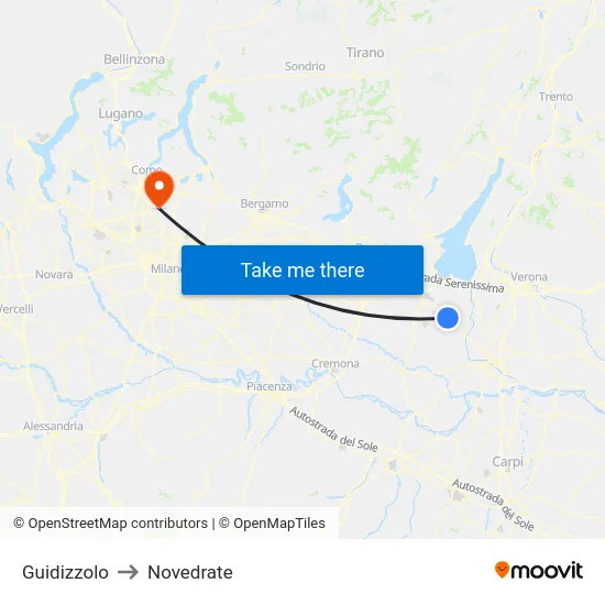 Guidizzolo to Novedrate map