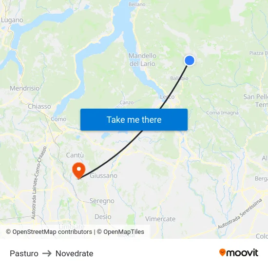 Pasturo to Novedrate map