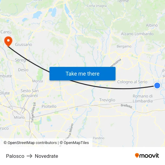 Palosco to Novedrate map