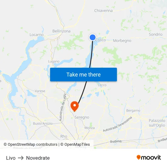 Livo to Novedrate map