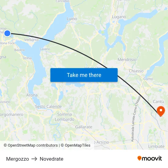 Mergozzo to Novedrate map