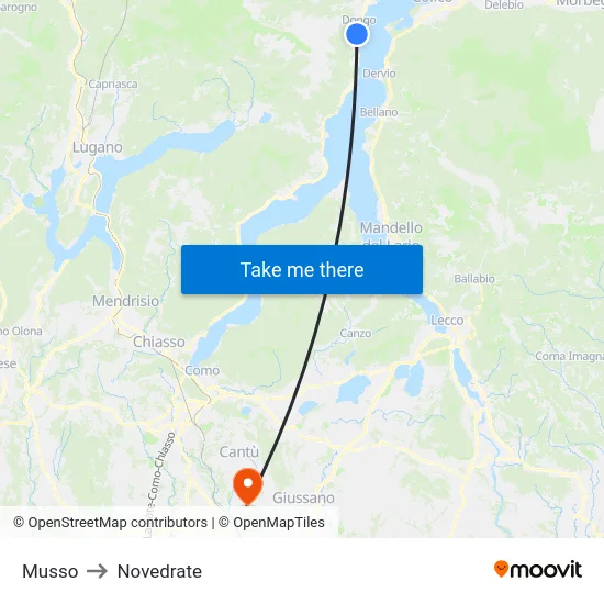 Musso to Novedrate map