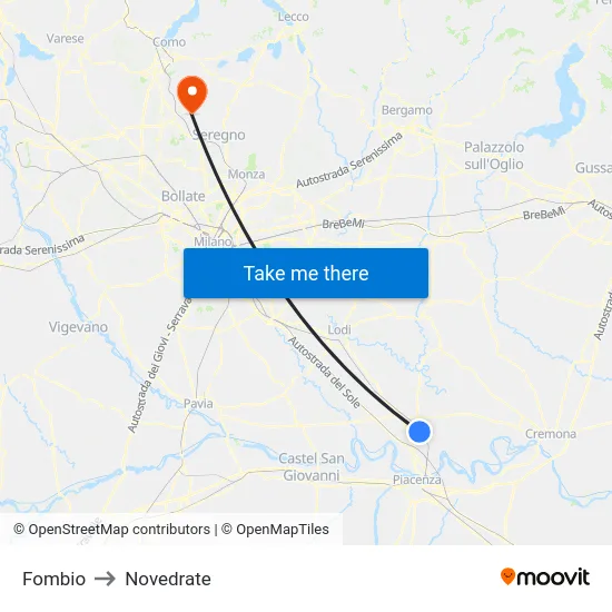 Fombio to Novedrate map