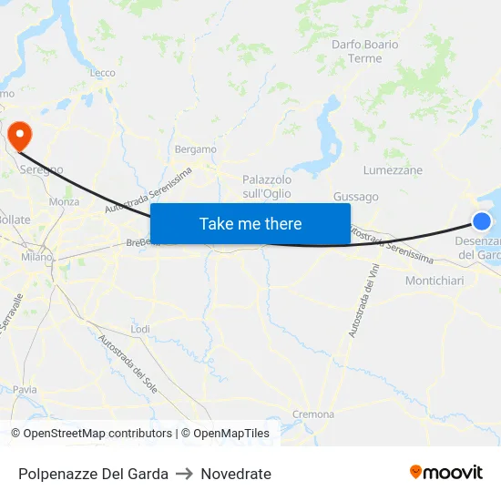 Polpenazze del Garda to Novedrate map