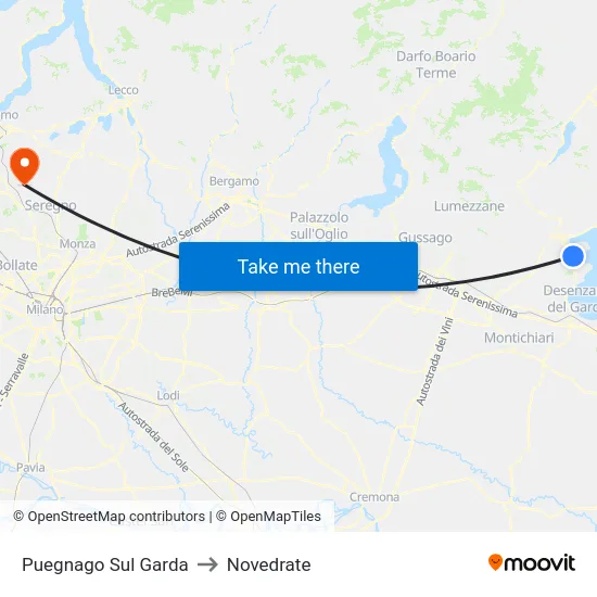 Puegnago sul Garda to Novedrate map