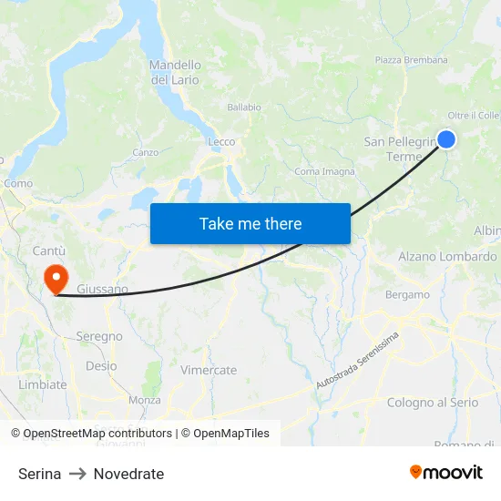 Serina to Novedrate map