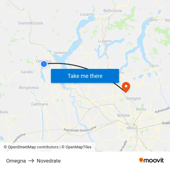 Omegna to Novedrate map
