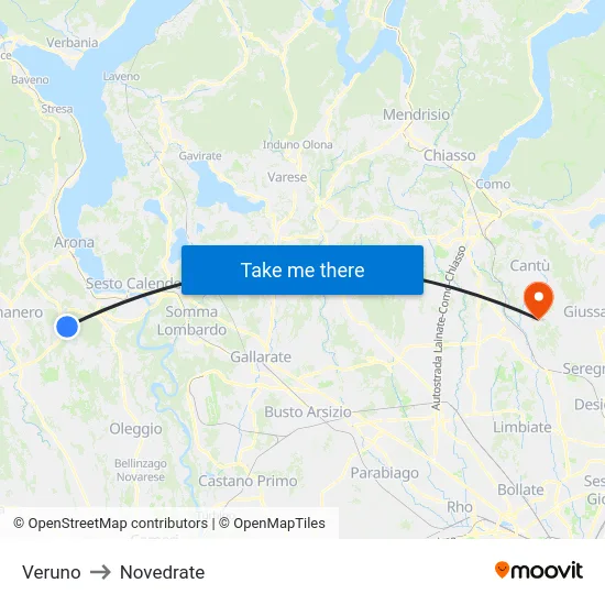 Veruno to Novedrate map